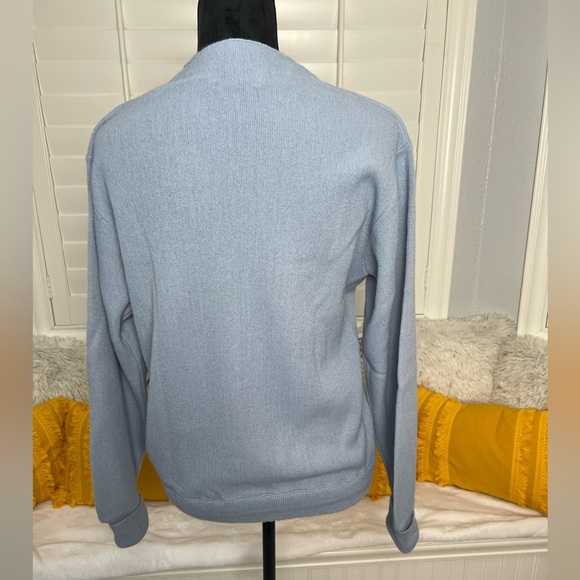 Heather Soft Blue Cardigan Lord Jeff 100% Orlon Sweater – 1960s-1970s - Picture 3 of 15